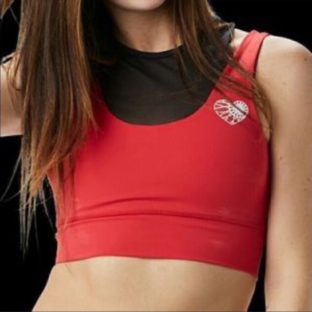 Soulcycle High neck red athletic Sports Bra Small